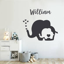 Винил слон вертел пузырь наклейки на стену в форме сердца Персонализированные Пользовательское имя на детские, для малышей Спальня Детские Декор настенная DW9273 2024 - купить недорого