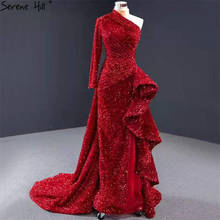 Dubái-vestido de noche rojo de lujo con un hombro, sirena brillante con lentejuelas, Sexy, Serene Hill, HM67056, 2021 2024 - compra barato