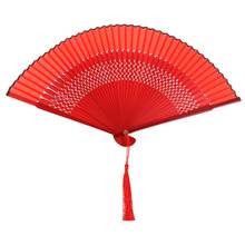 1PC Vintage mano ventilador plegable de baile Fan de hueco de seda ventilador plegable chino abanico hecho a mano decoración artesanal 2024 - compra barato