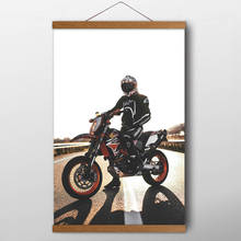 Solid wood Scroll Paintings Picture Motorcyclist Motorcycle Helmet Sport Wall Art Posters Canvas Prints For Living Room Decor 2024 - buy cheap