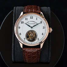 Relógio masculino luxuoso de turbilhão, st8000, movimento de mão, vento, couro de jacaré, safira, relógios mecânicos masculinos 2024 - compre barato