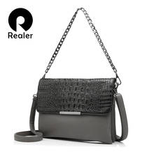 REALER  messenger bags women artificial leather handbag clutches with crocodile pattern  chain  fashion ladies shoulder bag 2024 - buy cheap