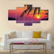 Coconut Tree in Sunset Beach Poster 5 Panel Canvas Picture Print Wall Art Canvas Painting Wall Decor for Living Room No Framed 2024 - buy cheap