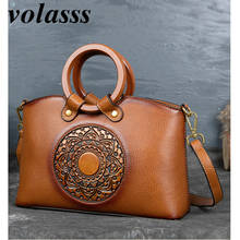 Volasss Women's Shoulder Bag Genuine Leather Retro Luxury Handbag For Women 2022 New Chinese Style Crossbody Bags Tote Handbags 2024 - buy cheap