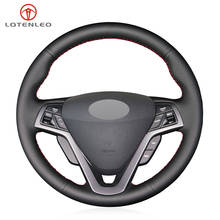 LQTENLEO-cubierta de cuero Artificial para volante de coche, protector negro PU para Hyundai Veloster 2011, 2012, 2013, 2014, 2015, 2016, 2017 2024 - compra barato