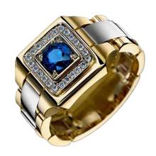 Оптовая продажа, мужское кольцо Milangirl из медного сплава с синим камнем, золотого цвета, мужские кольца с гравировкой дракона, ювелирные аксессуары 2024 - купить недорого