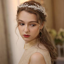 Silver Color Bridal Hair Tiara Crystal Crown Handmade Wedding Prom Headpiece Leaf Women Hairband Accessories 2024 - buy cheap