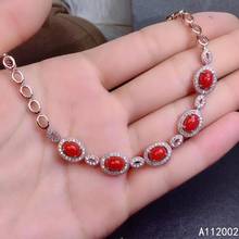 Joias artificiais natural coral vermelho 925, prata esterlina para mulheres, pulseira com pedras preciosas, suporte para teste popular 2024 - compre barato