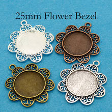 50 pcs - 25mm Filigree Flower Pendant Trays, 25mm Cameo Setting, 25mm Flower Cameo Setting, 25mm Round Bezel Pendant Blank 2024 - buy cheap