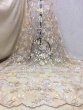 Luxury SYJ-68883 African French Net Fabric with Beads High Quality Bridal Tulle Mesh Lace Embroidered Beaded Fabric 2024 - buy cheap