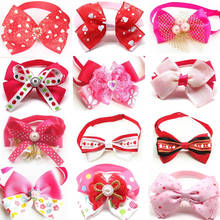 100pcs Valentine's Day Pet Supplies Dog Bow Ties Pink Heart Small Dog Bowties Collar Pet Dog Accessories 2024 - buy cheap