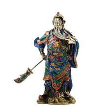 Chinese Cloisonne Brass Handwork Guan Gong Statue w Qian Long Mark 2024 - buy cheap