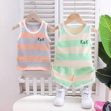 Children New Summer sport Clothes Baby Girls Boys Cartoon big strips Vest Shorts 2Pcs/sets Kids Infant Outfit Toddler Clothing 2024 - buy cheap