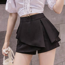 Korean short Pants Skirt Women's High Waist Ruffle Irregular A-line Skirt 2021 Summer Chiffon Elegant Shorts Women Sexy Hotpants 2024 - buy cheap