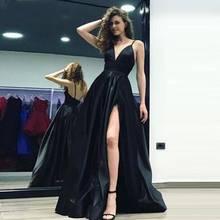 Sexy Soft Satin Side Split Evening Dresses With Sweetheart Neck Floor Length A-Line Prom Dress With Party Gowns New Arrival 2019 2024 - buy cheap