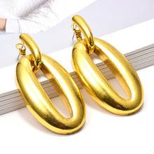 New Arrive Statement Shiny Gold Metal Dangle Drop Earrings High-Quality Fashion Simple Jewelry Accessories For Women Wholesale 2024 - buy cheap