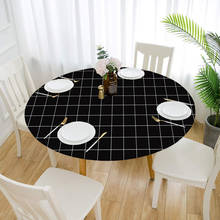 Digital Printing Round Table Cloth Elastic Belt Wash Free Waterproof Oil Proof Round Table Cloth 2024 - buy cheap