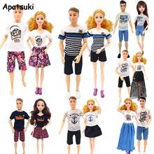 2sets Couple Lover Casual Wear Outfits for Barbie Doll Clothes Set Top Shirts Skirt Shorts for Ken Boy Dolls 1/6 Accessories Toy 2024 - buy cheap