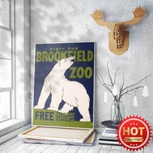 Póster publicitario del Zoo de Chicago, impresiones artísticas de oso blanco de estilo Vintage, pegatinas de pared publicitarias antiguas del Zoo, visita gratuita, 1936 2024 - compra barato