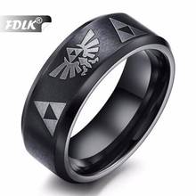 FDLK-anillo Unisex de moda, estilo Punk, acero inoxidable negro, patrón geométrico grabado, joyería tamaño 6-13 2024 - compra barato