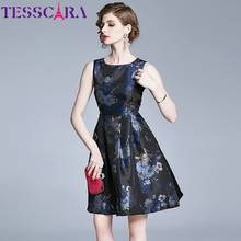 Женское жаккардовое платье TESSCARA, винтажное Элегантное коктейльное платье высокого качества с цветочным принтом, Vestidos 2024 - купить недорого