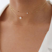 Gargantilla de oro de 14K para mujer, colgante de doble capa con perlas, collar bohemio hecho a mano, joyería 2024 - compra barato