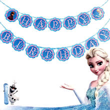 Banderines de Frozen de Disney para fiesta de cumpleaños, banderines de Elsa, Anna, banderines para niños, suministros de decoración para fiesta de bebé 2024 - compra barato