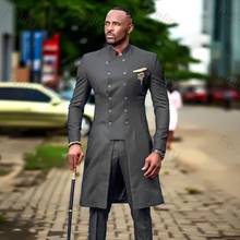 Traje de diseño africano para hombre, esmoquin ajustado de doble botonadura para novio y boda, traje de novio gris oscuro, Blazer para graduación, 2021 2024 - compra barato