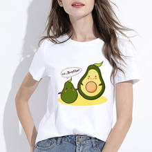 Kawaii Cartoon Avocado Short Sleeve T-shirt Top Women Casual Graphic Female Summer Tshirts Tops Vegan Harajuku Korean Streetwear 2024 - buy cheap