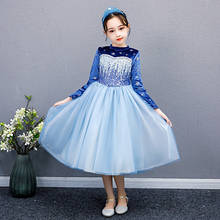 Autumn Winter Long Sleeve Elsa Dress Kids New Year Party Costume Baby Girl Snow Queen Role Playing Frocks 2024 - buy cheap