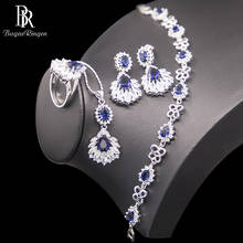 Bague Ringen Luxury Silver 925 Jewelry Set Water Drop Shaped Gemstones Women's Wear Jewelry Bride Trendy Wedding Jewelry Sets 2024 - compra barato