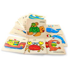 Quebra-cabeças educacional de madeira para crianças, quebra-cabeças 3d de desenho de animal, tráfego, inteligência, brinquedo de madeira 2024 - compre barato