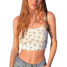 Crop Tops básicos sin costuras para mujer, chaleco Sexy con estampado Floral sin tirantes, camisetas ajustadas sin mangas para mujer, ropa de calle de verano 2024 - compra barato