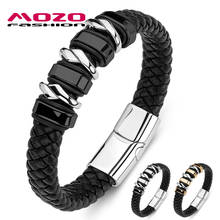 Pulsera trenzada de cuero genuino para hombre y mujer, brazalete Punk de moda, accesorio de joyería, regalos, novedad de 2020 2024 - compra barato