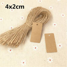 100Pcs/Lot Rectangle Square Shaped Hanging Kraft Paper Tag Label Note Price Etiquette Tags For New Year Decor With Strings Rope 2024 - compre barato