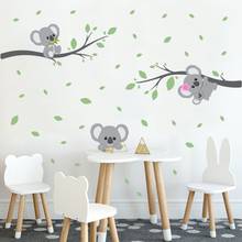 Pegatinas de pared de ramas de Koala para habitación de niños, calcomanías de animales autoadhesivas para pared de habitación de bebé, Mural de PVC 2024 - compra barato