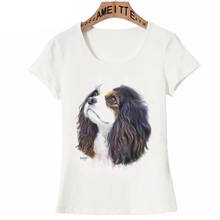 Fashion Women Short Sleeve Cavalier King Charles Spaniel Dogs Print T-Shirt White Casual Apparel Cute Girl Tops Funny Female Tee 2024 - buy cheap