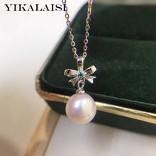 YIKALAISI-collares de plata esterlina 925 para mujer, joyería para mujer, colgantes redondos de perlas naturales de agua dulce de 8-9mm, nuevos, al por mayor 2024 - compra barato