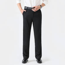 Thoshine marca terno calças dos homens confortável fino primavera e verão casual calças homem de algodão preto cinza em linha reta calças compridas 2024 - compre barato
