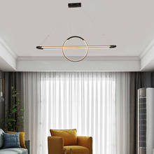 Modern LED Pendant Lights For Living Room Hanging Lamps Dining Room Home Lighting Fixtures Kitchen Rectangular Rings Led Lamps 2024 - buy cheap