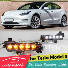 Lámpara de día LED DRL para Tesla modelo 3, luz de circulación diurna con señal de giro secuencial dinámica, para 2017, 2018, 2019, 2020, 2021 2024 - compra barato