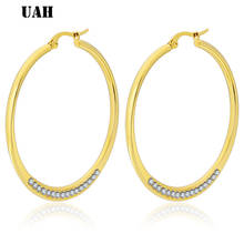 UAHCrystal Round Hoop Earrings Twisted Gold Color For Women Party Wholesale Top Quality 2024 - buy cheap