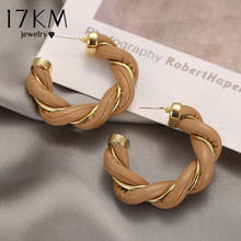17KM Vintage Geometric Leather Earrings For Women Trendy Winding Metal Leather Earrings 2021 Elegant Wedding Party Jewelry 2024 - buy cheap