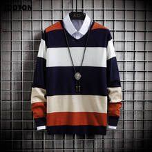 JDDTON-suéter de cuello redondo para hombre, ropa informal de estilo coreano a rayas, Jersey de punto Hip Hop, JE619, para primavera y otoño, nuevo 2024 - compra barato