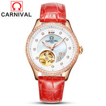 CARNIVAL Brand Ladies Fashion Rose Gold Automatic Watch Women Luxury Waterproof Hollow Mechanical Wristwatch Relogio Feminino 2022 - buy cheap