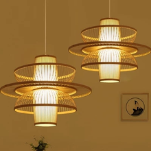Lámpara colgante de mimbre y ratán de bambú, accesorio de luz, Art Deco asiático japonés, plafón de diseñador Lustre 2024 - compra barato
