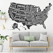 Adesivo de parede mapa américa dos eua, decoração para escritório, adesivo em vinil, para decoração de casa e escritório 2024 - compre barato