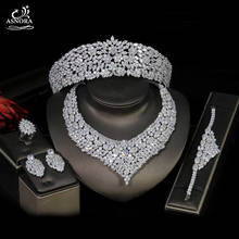 ASNORA-Conjunto de joyería nupcial de gota de agua barroca, collar DE CORONA DE Tiara de cristal nupcial, conjunto de boda de Dubái T0957 2024 - compra barato