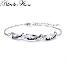 Pulsera de plata de ley 925 para mujer, joyería de boda, AWN negro, S006 2024 - compra barato