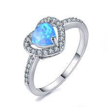 Classic Female Blue Opal Stone Ring Elegant Crystal Wedding Rings For Women Cute Bridal Love Heart Engagement Ring 2024 - buy cheap